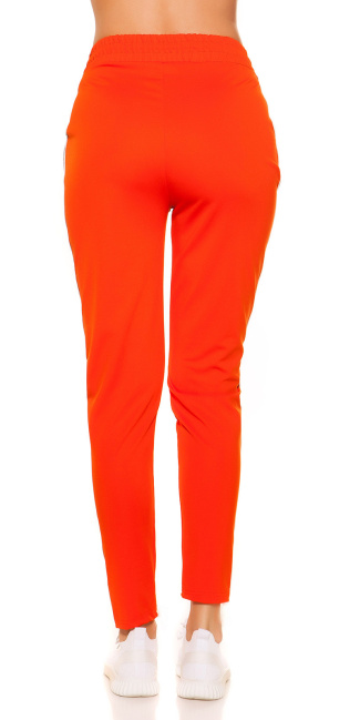 Trendy joggingbroek met contrast strepen oranje